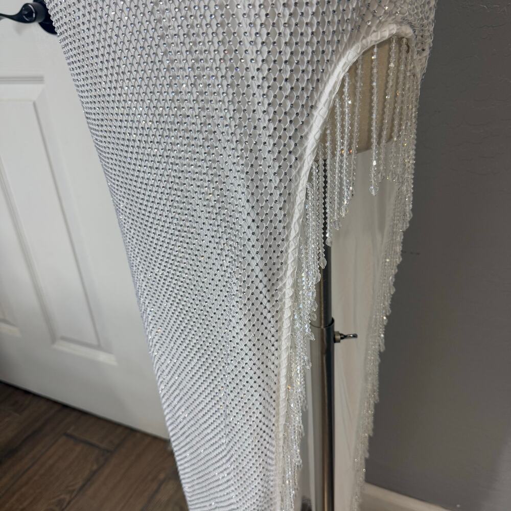 12th Tribe Ezmerelda White Rhinestone Fringe Dress, L - Picture 4 of 6